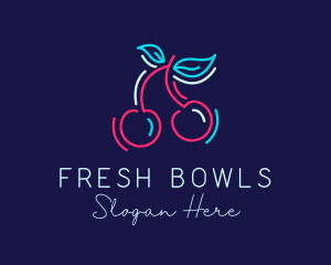 Neon Cherry Fruit logo design