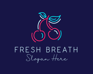 Neon Cherry Fruit logo design