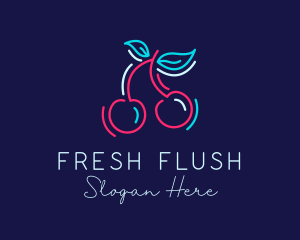 Neon Cherry Fruit logo design