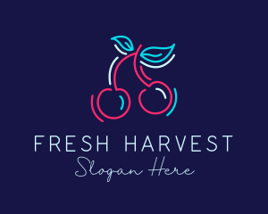 Neon Cherry Fruit logo design