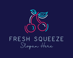 Neon Cherry Fruit logo design