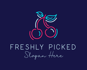 Neon Cherry Fruit logo design