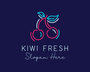 Neon Cherry Fruit logo design