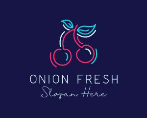 Neon Cherry Fruit logo design