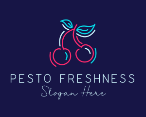 Neon Cherry Fruit logo design