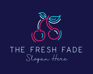 Neon Cherry Fruit logo design