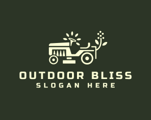 Lawn Mower Tractor Landscaping logo design