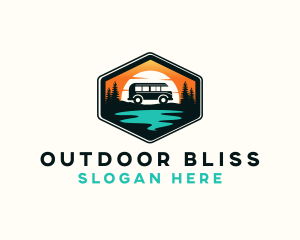 Outdoor River Camping Van logo design