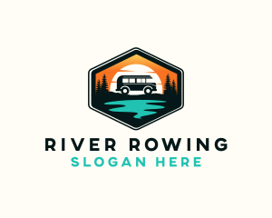 Outdoor River Camping Van logo design