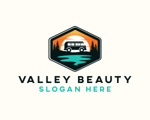 Outdoor River Camping Van logo design