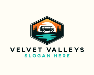 Outdoor River Camping Van logo design