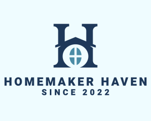 Blue Home Letter H logo design