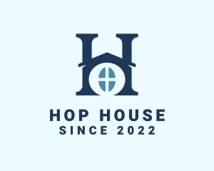 Blue Home Letter H logo design