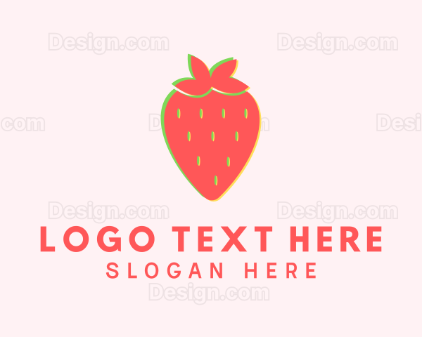 Red Strawberry Glitch Logo
