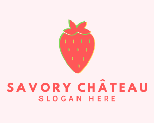 Red Strawberry Glitch logo design