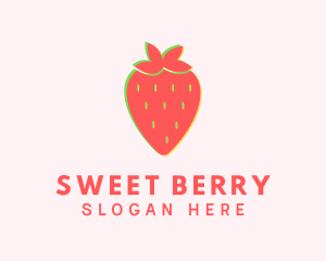 Red Strawberry Glitch logo design