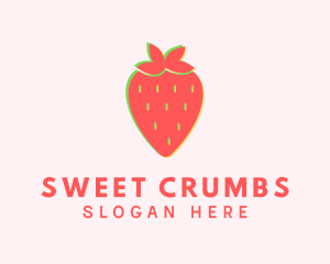 Red Strawberry Glitch logo design