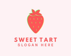 Red Strawberry Glitch logo design