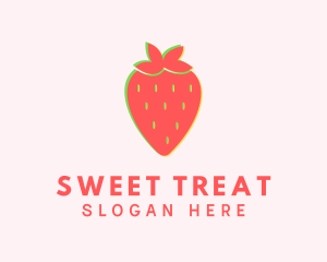 Red Strawberry Glitch logo design