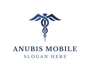 Blue Hospital Caduceus logo design