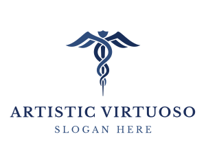 Blue Hospital Caduceus logo design