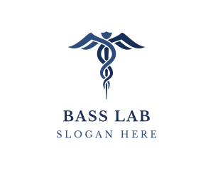 Blue Hospital Caduceus logo design