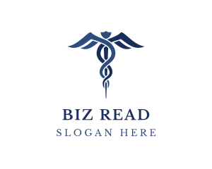 Blue Hospital Caduceus logo design