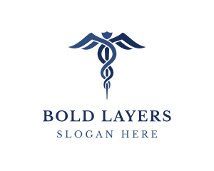 Blue Hospital Caduceus logo design