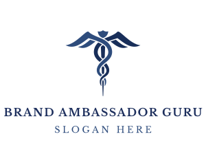 Blue Hospital Caduceus logo design