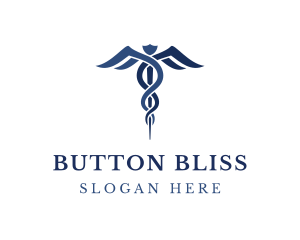 Blue Hospital Caduceus logo design