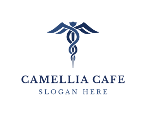 Blue Hospital Caduceus logo design