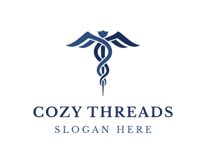 Blue Hospital Caduceus logo design