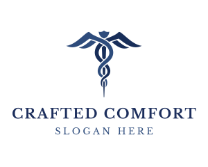 Blue Hospital Caduceus logo design