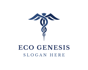 Blue Hospital Caduceus logo design