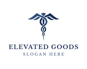 Blue Hospital Caduceus logo design