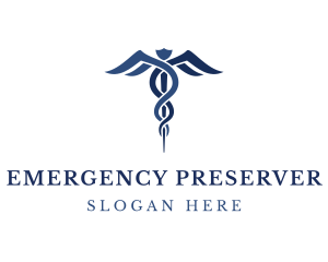 Blue Hospital Caduceus logo design