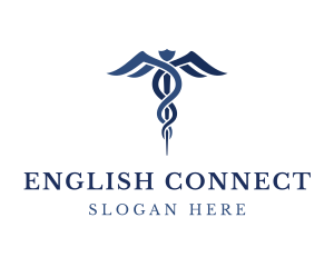 Blue Hospital Caduceus logo design