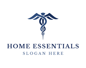 Blue Hospital Caduceus logo design