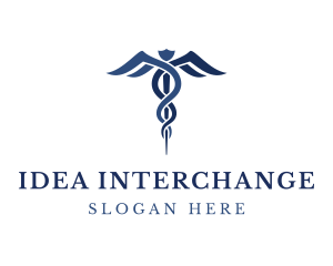 Blue Hospital Caduceus logo design