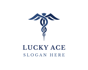 Blue Hospital Caduceus logo design