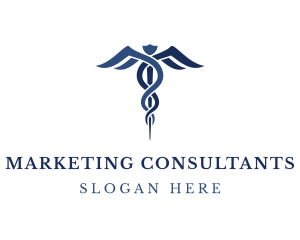 Blue Hospital Caduceus logo design