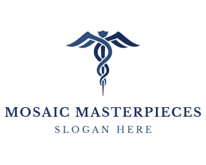 Blue Hospital Caduceus logo design