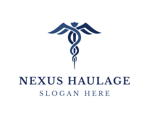 Blue Hospital Caduceus logo design