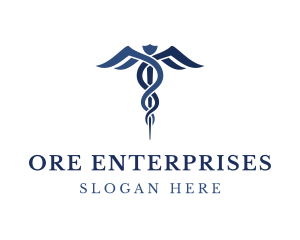 Blue Hospital Caduceus logo design