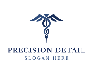 Blue Hospital Caduceus logo design