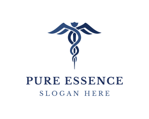 Blue Hospital Caduceus logo design