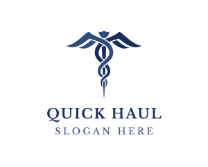 Blue Hospital Caduceus logo design