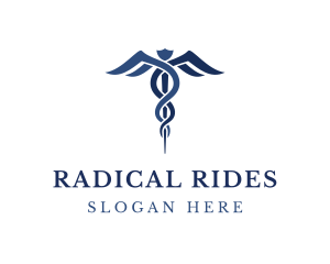 Blue Hospital Caduceus logo design