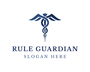 Blue Hospital Caduceus logo design