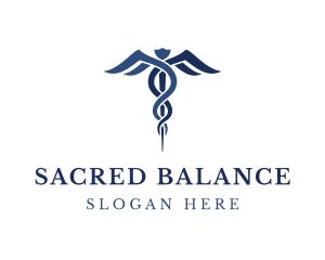 Blue Hospital Caduceus logo design